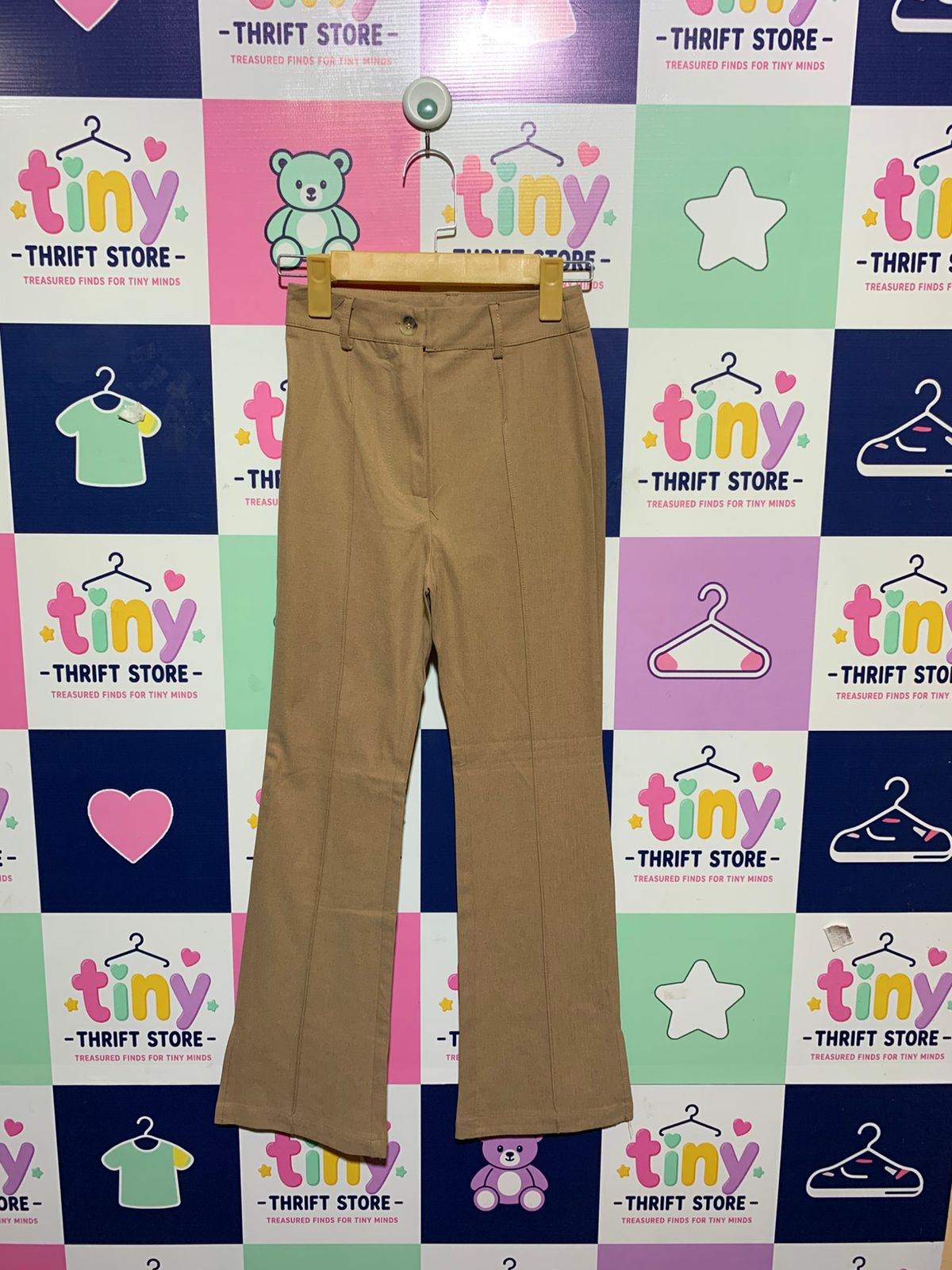 SHEIN Teen Girls Khaki High-Waisted Flare Dress Pants - Size 10-11Y (Estimated Age 10-11 Years) AB1
