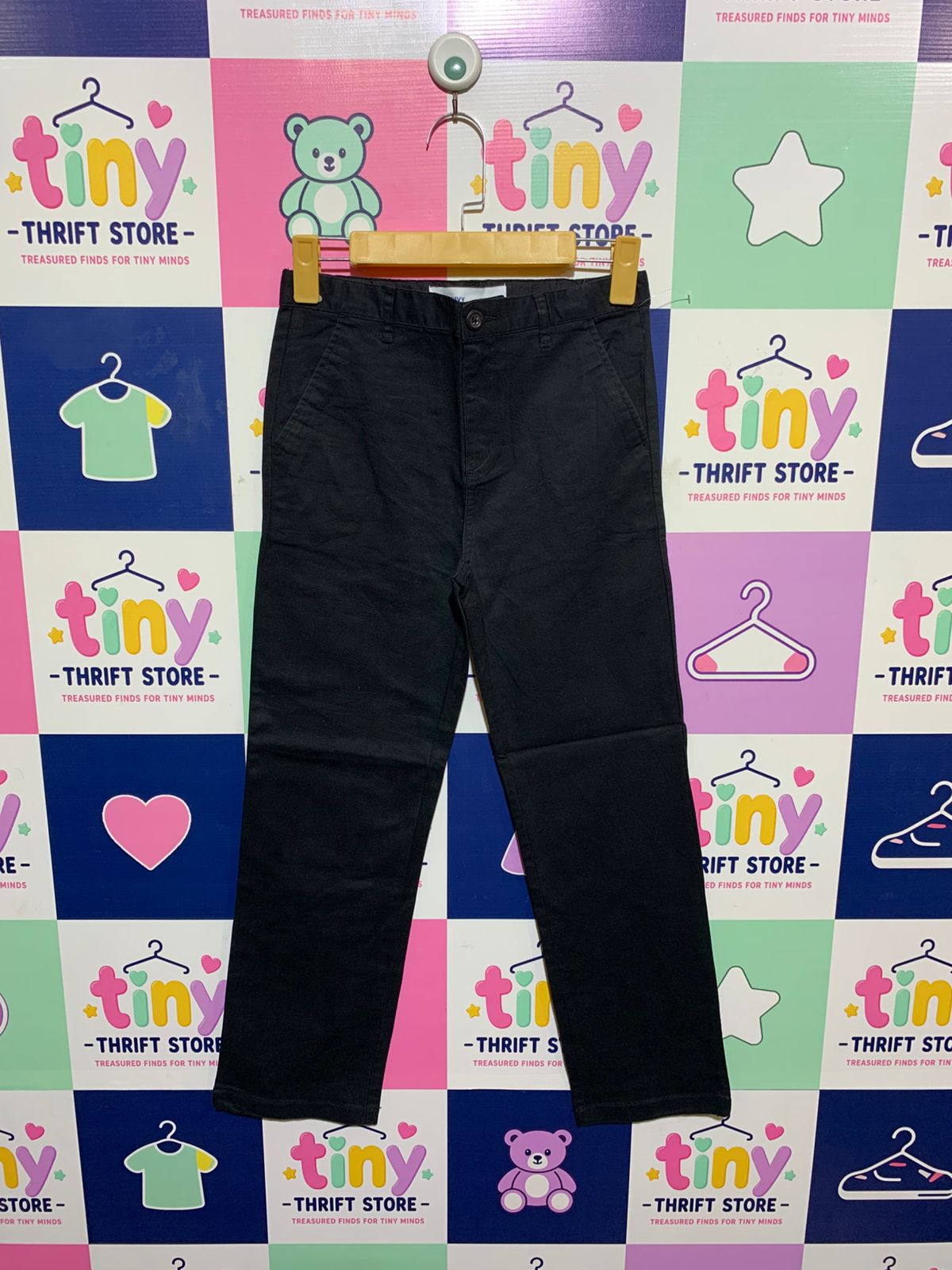 Old Navy Boys Classic Black Straight-Leg Chino Pants - Size 12 (Estimated Age 11-12Y) AB1