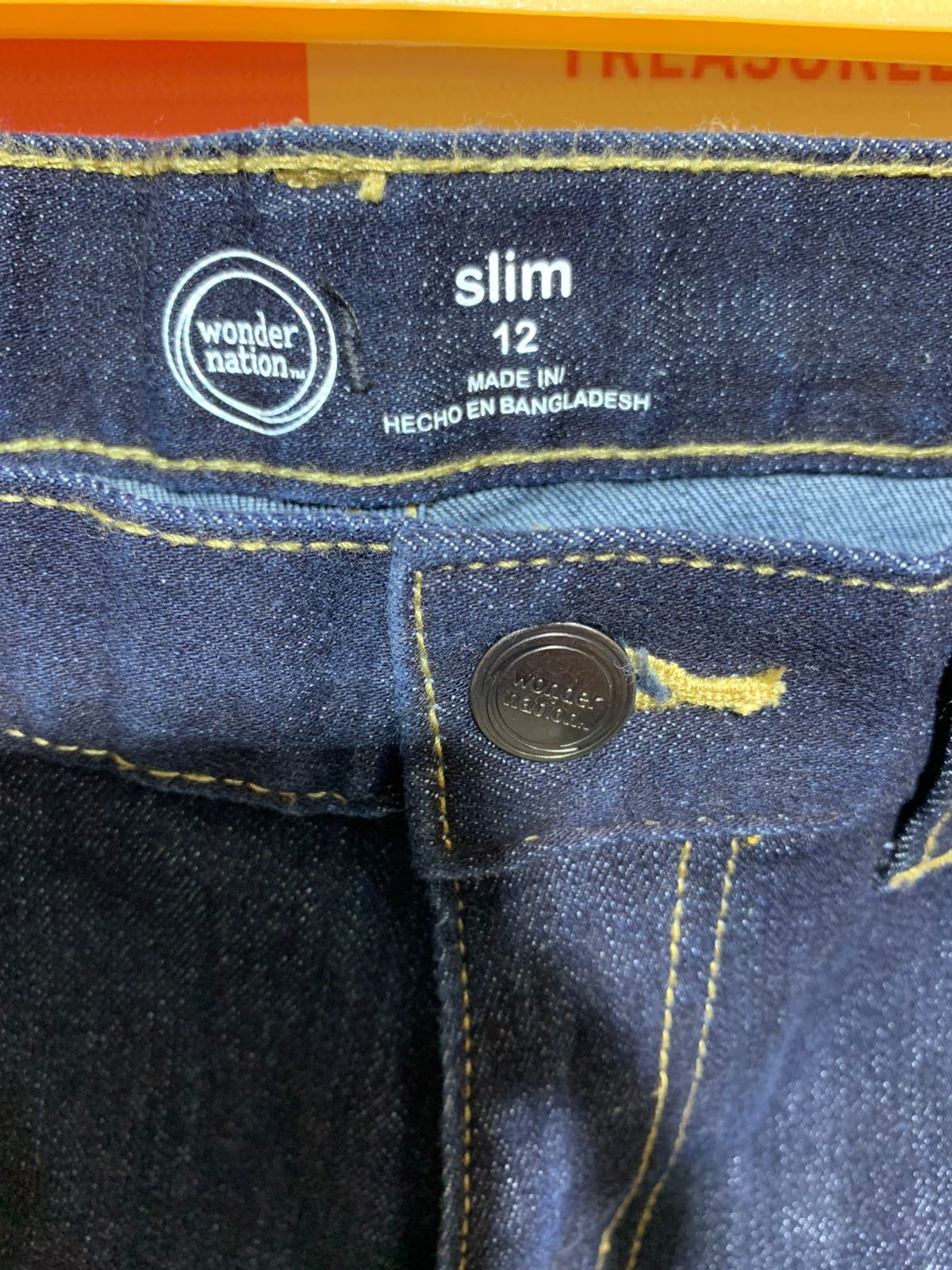 Wonder Nation Boys Slim Fit Deep Indigo Denim Jeans - Size 12 Slim AB1