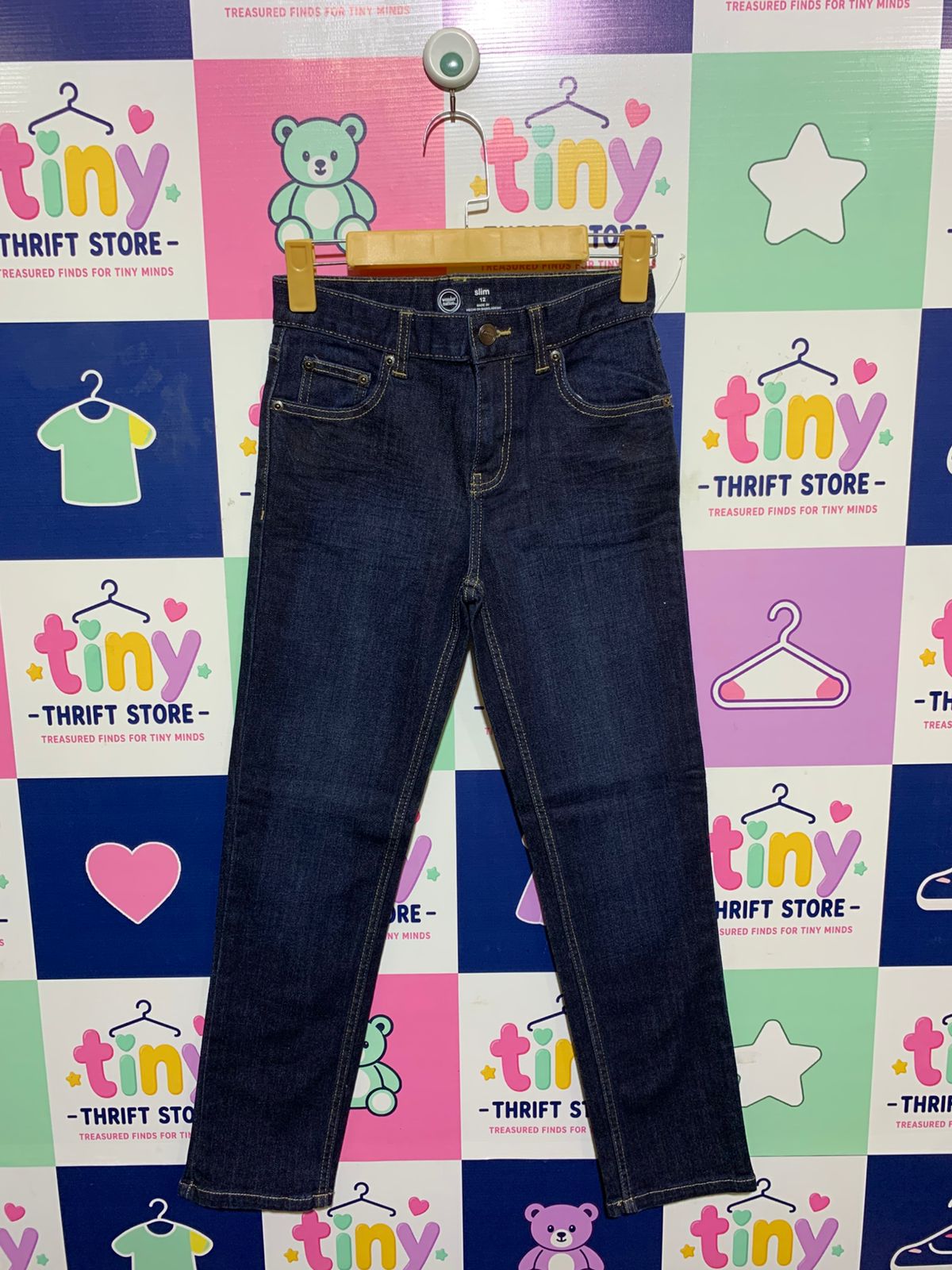 Wonder Nation Boys Slim Fit Deep Indigo Denim Jeans - Size 12 Slim AB1