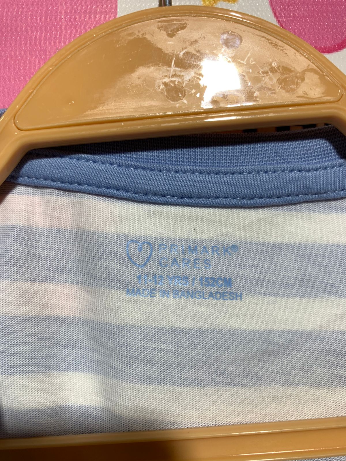 Primark Cares Kids Blue and White Striped Crew Neck Short Sleeve Tee - Size 11-12 YRS / 152cm AB1