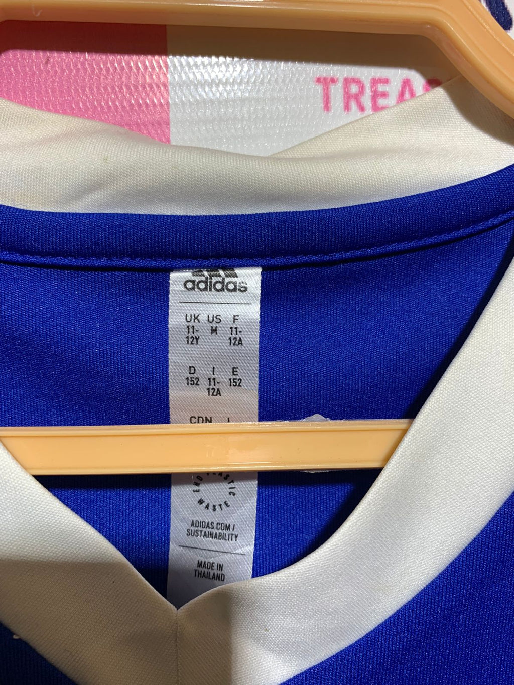Adidas Kids Royal Blue "AEROREADY" V-Neck Short Sleeve Jersey - Size Estimated Age 11-12 Years AB1