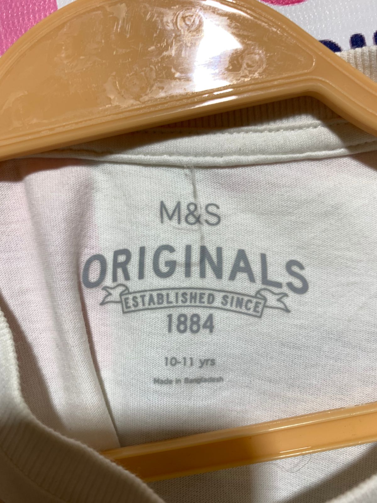 M&S Originals Girls White "Destination Sunshine" Flamingo Crop Tee - Size Estimated Age 10-11 Years AB1