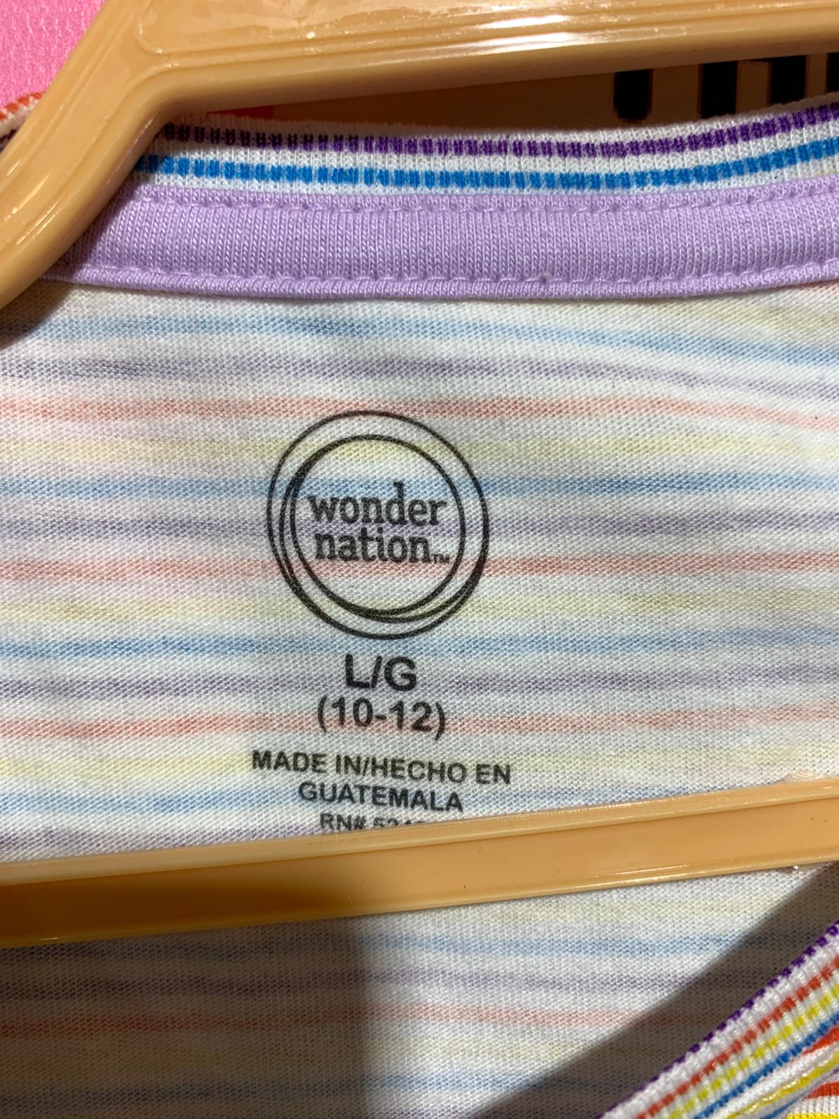 Wonder Nation Girls Vibrant Rainbow Multi-Color Striped Short Sleeve Tee - Size L (10-12) AB1