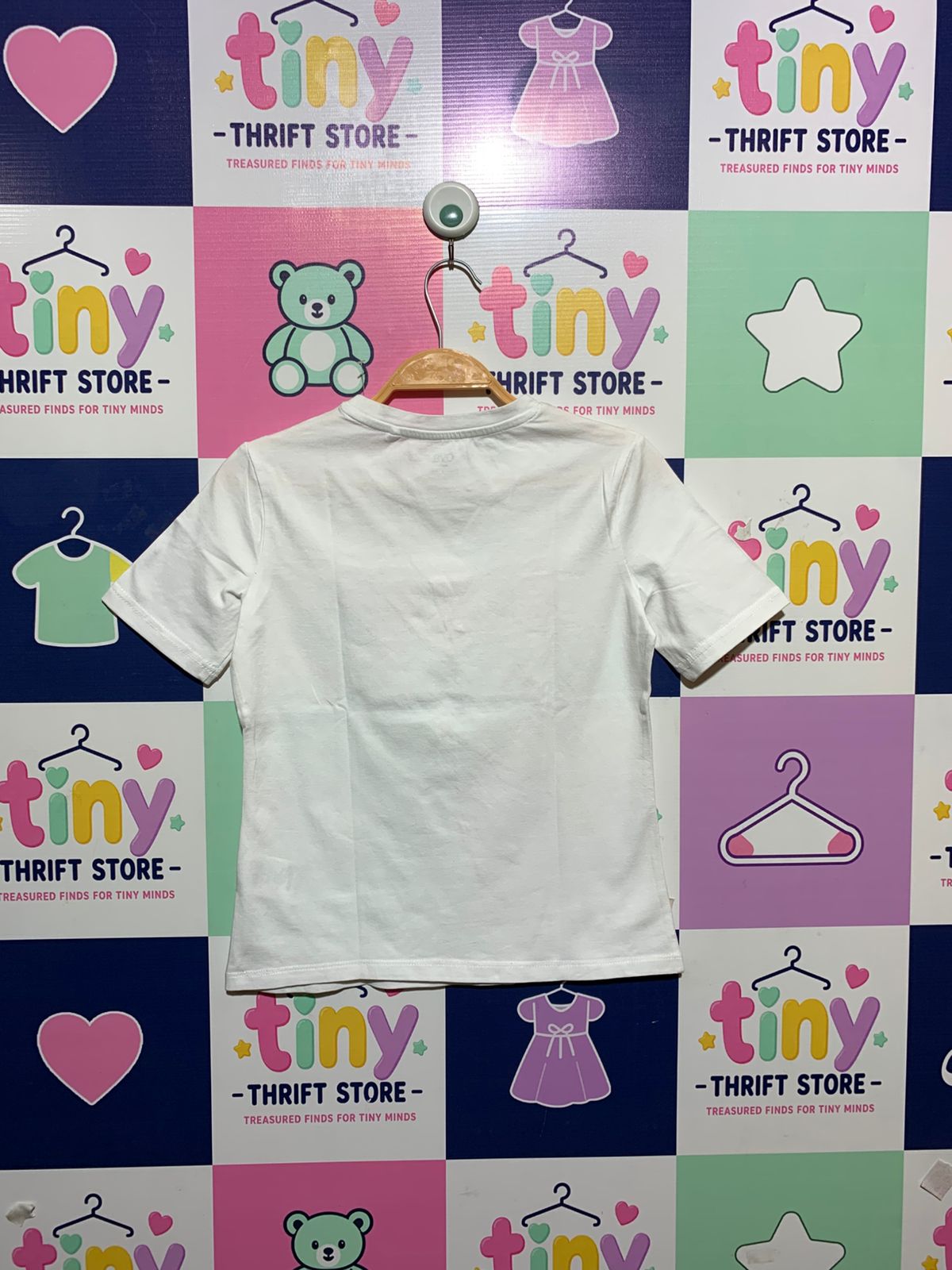 OVS Kids Girls White "BE KIND" Mixed-Media Embellished Graphic Tee - Size Estimated Age 11-12 Years AB1