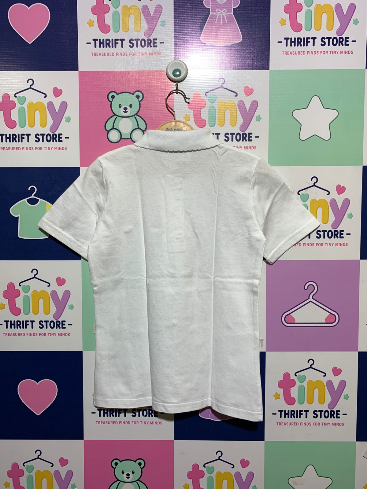 Next School Girls White Scalloped Collar Short Sleeve Polo - Size 12 Years (Height 152cm) AB1