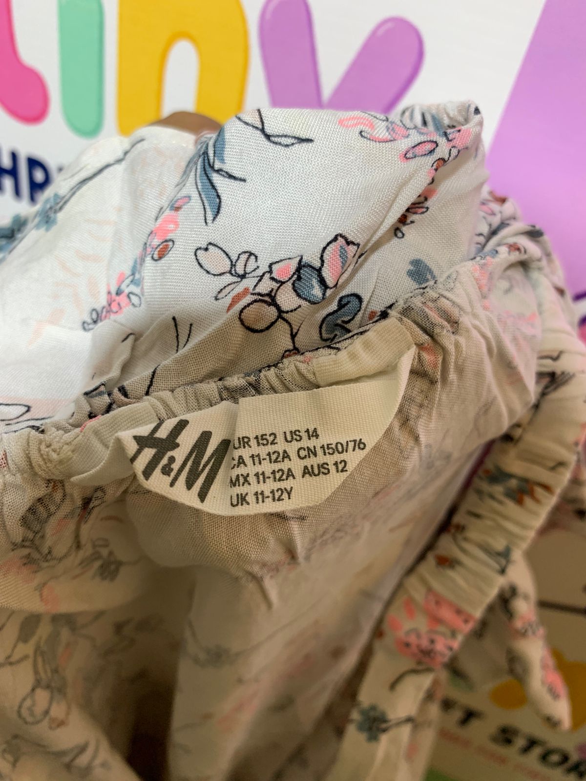 H&M Girls White Whimsical Wildflower & Woodland Print Ruffled Romper - Size 152 (Estimated Age 11-12 Years) AB1