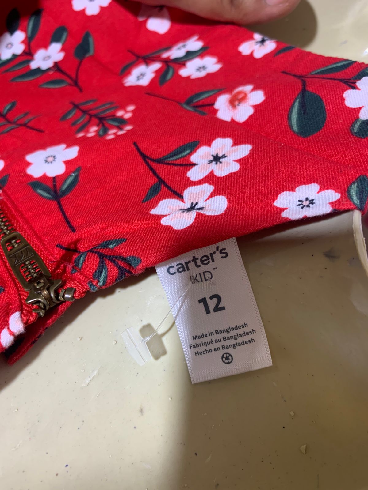 Carter's Kid Girls Red Floral Sleeveless Skater Dress with Tie-Belt - Size 12 Estimated Age 12 Years AB1