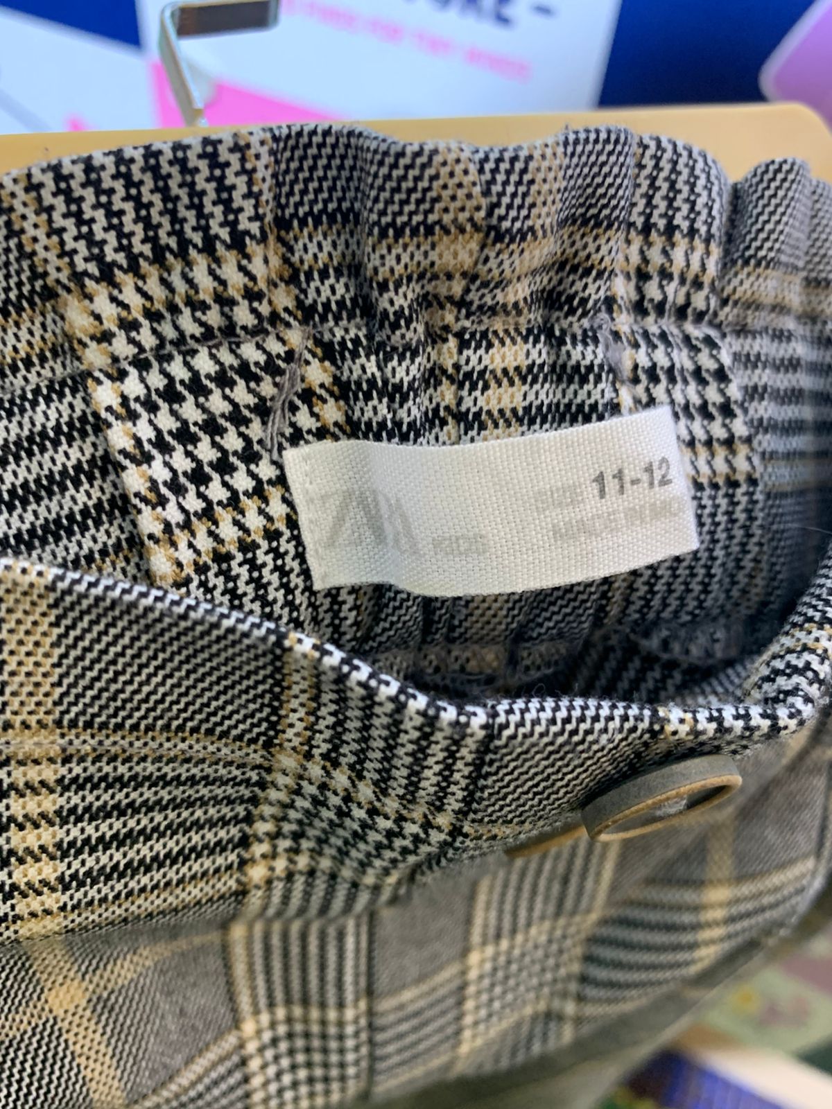 Zara Kids Girls Grey Glen Plaid Paperbag Waist Trousers - Size 11-12Y AB1