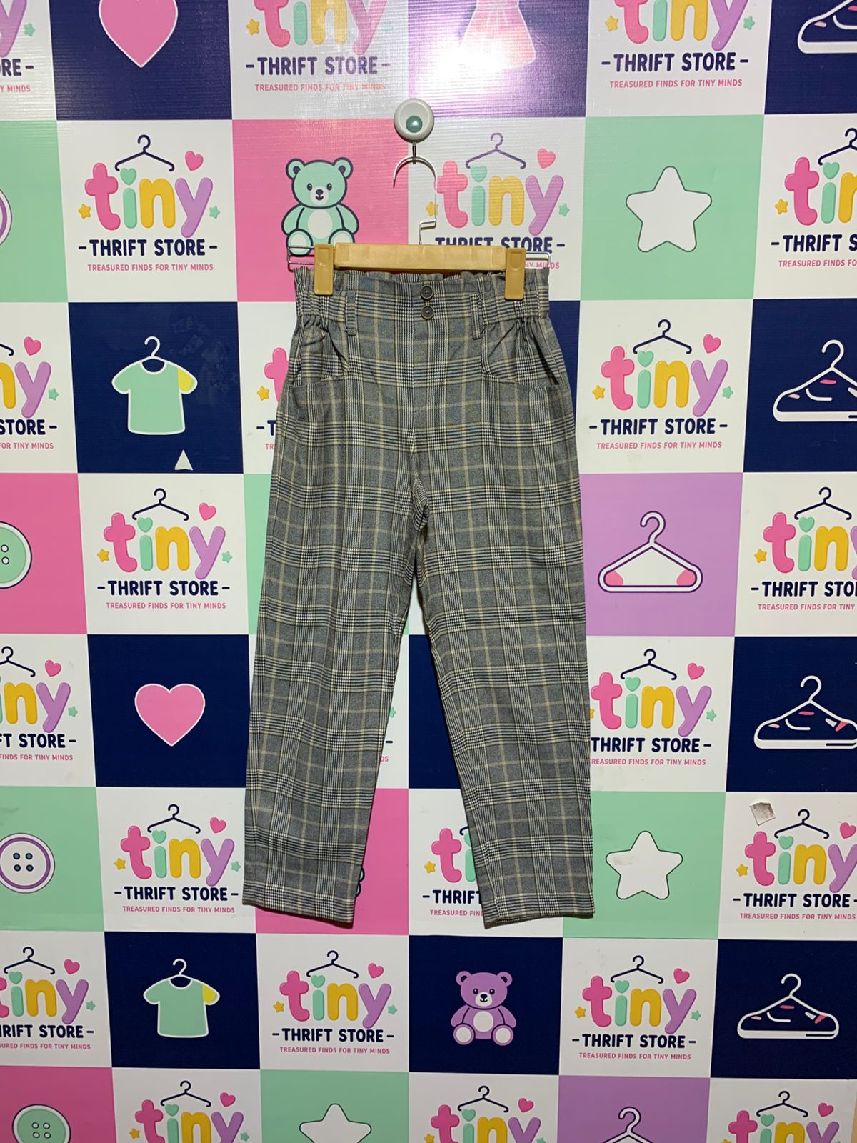 Zara Kids Girls Grey Glen Plaid Paperbag Waist Trousers - Size 11-12Y AB1