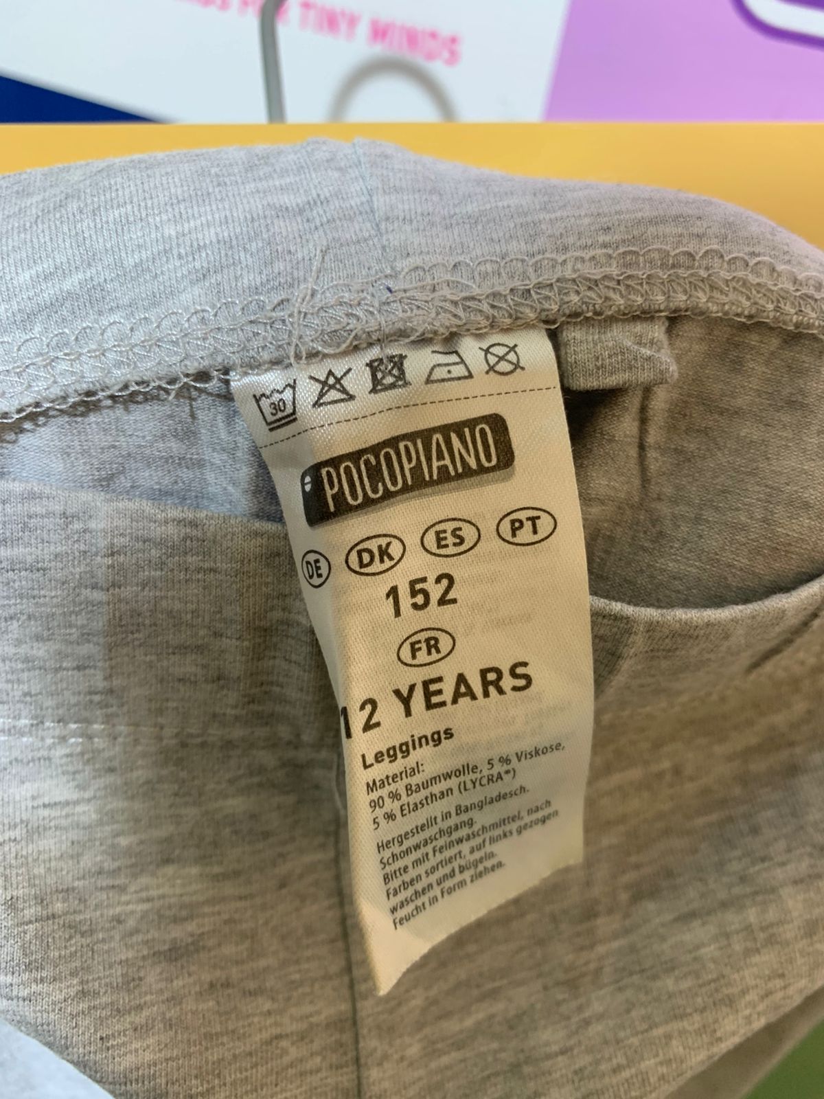 Pocopiano Girls Heather Grey Soft Knit Basic Leggings - Size Estimated Age 12Y AB1