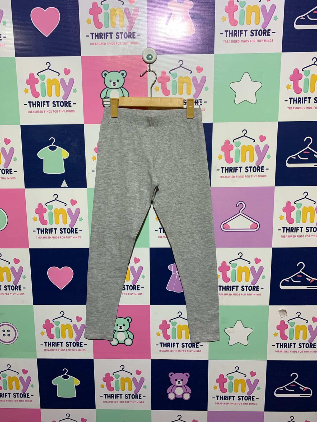 Pocopiano Girls Heather Grey Soft Knit Basic Leggings - Size Estimated Age 12Y AB1