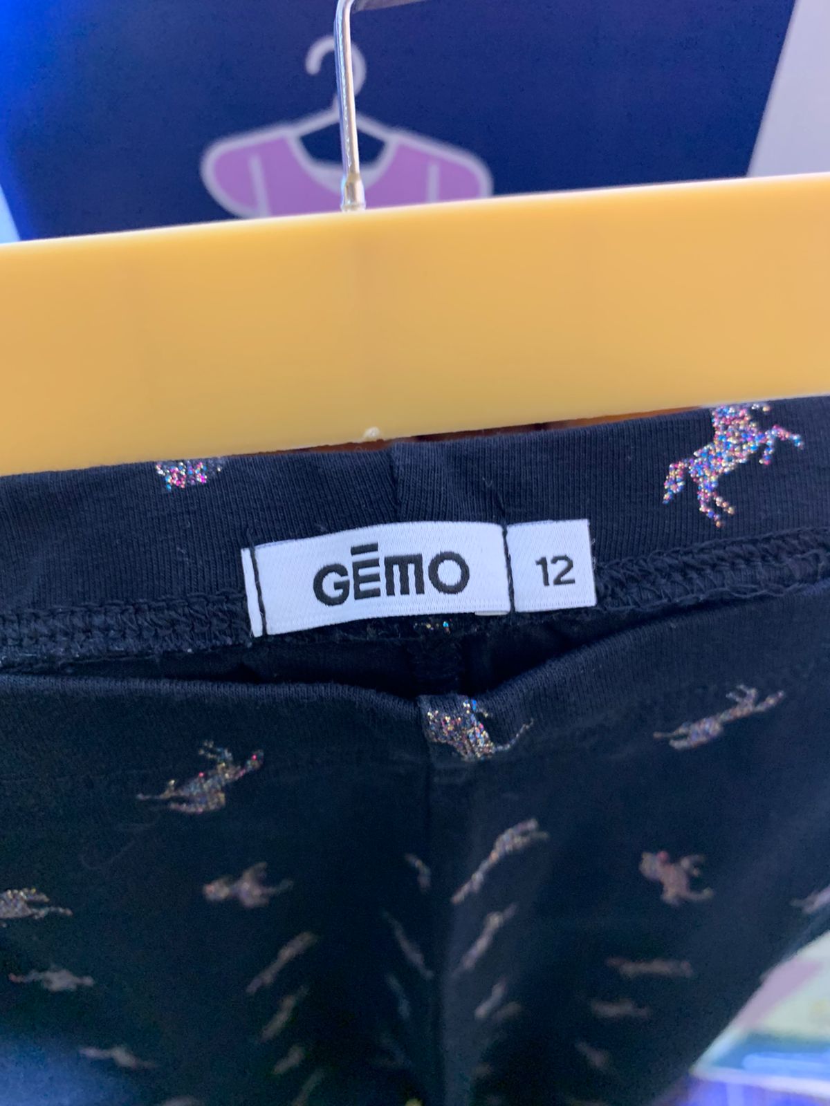 Gémo Girls Black Glitter Unicorn Leggings - Size 12 Years (Estimated Age 11-12) AB1