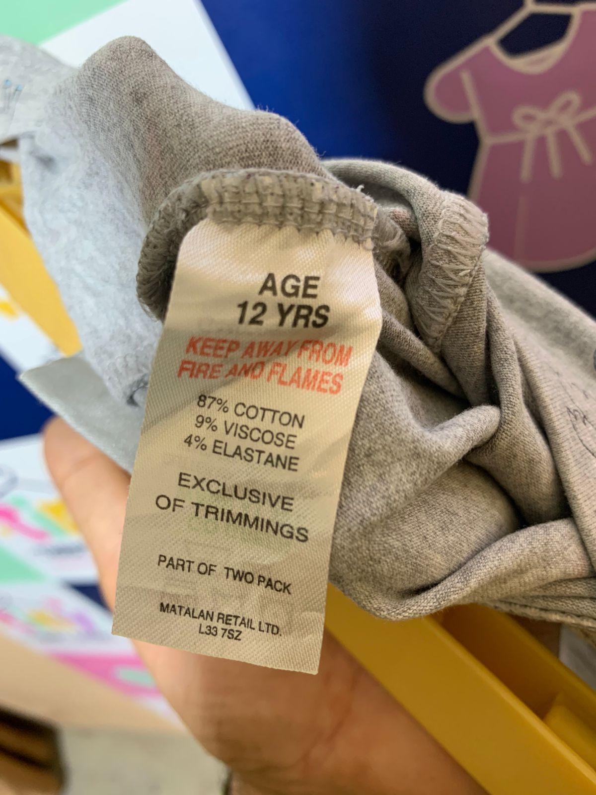 Matalan Girls Heather Grey "I Love Girlswear" Unicorn Leggings - Size 12 Years (Estimated Age 11-12) AB1