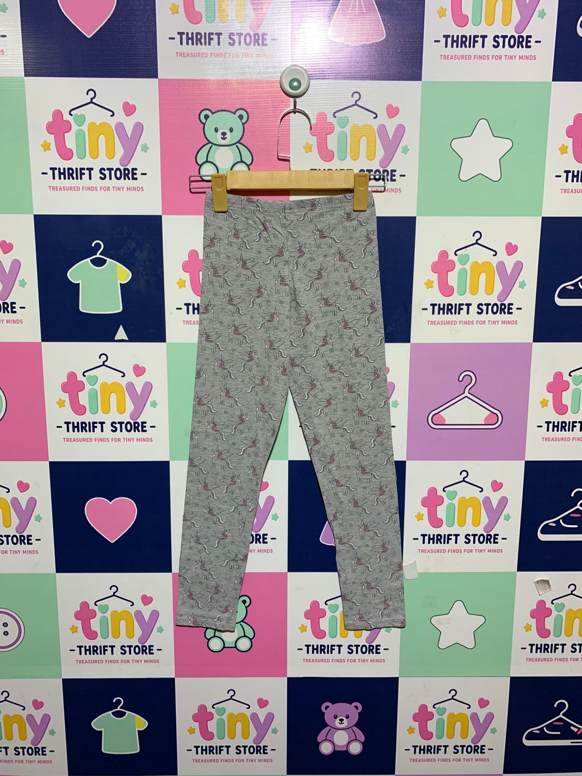 Matalan Girls Heather Grey "I Love Girlswear" Unicorn Leggings - Size 12 Years (Estimated Age 11-12) AB1