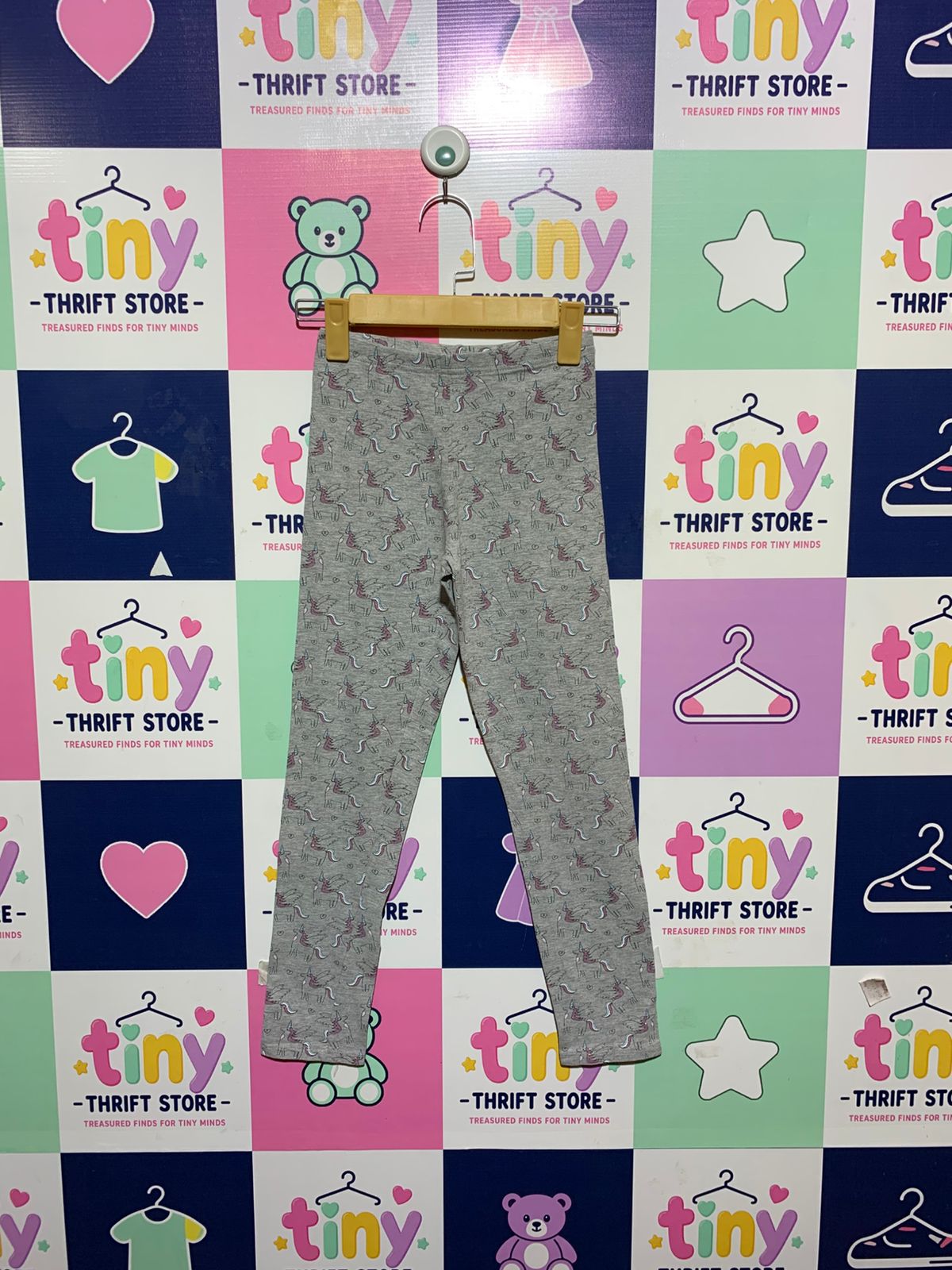 Matalan Girls Heather Grey "I Love Girlswear" Unicorn Leggings - Size 12 Years (Estimated Age 11-12) AB1