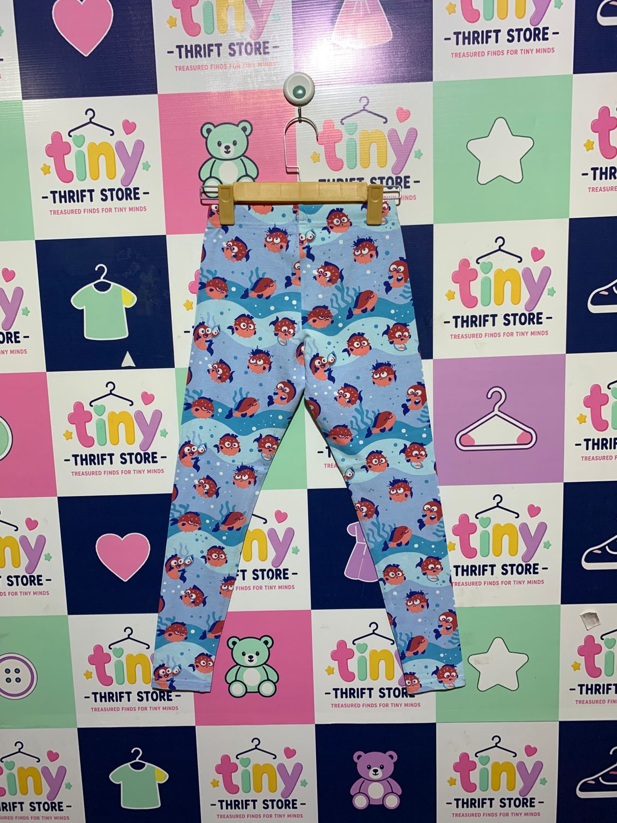 TITLE: Dedoles Kids Ocean Pufferfish Print Organic Cotton Leggings - Size 10-12y AB1