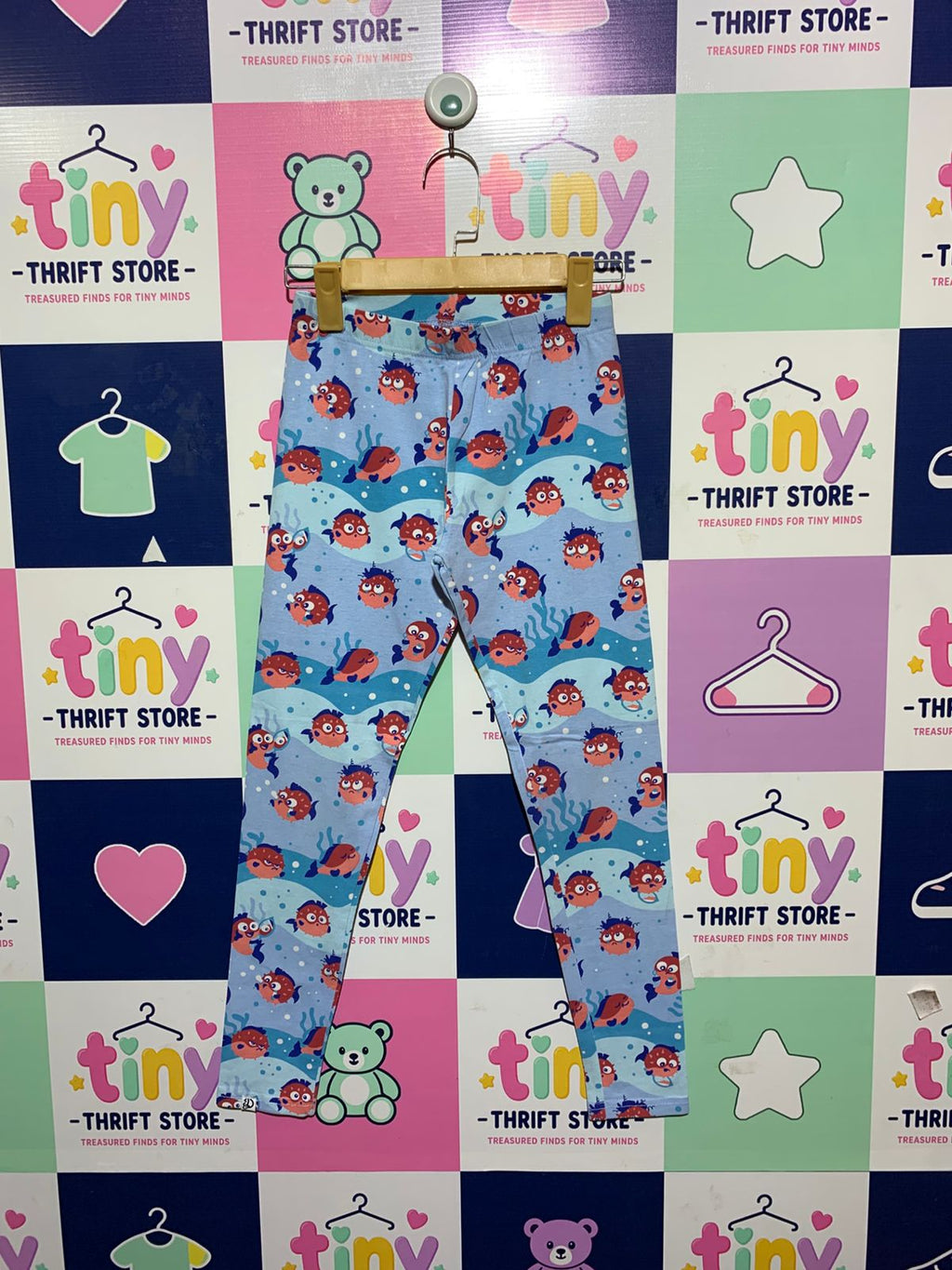 TITLE: Dedoles Kids Ocean Pufferfish Print Organic Cotton Leggings - Size 10-12y AB1