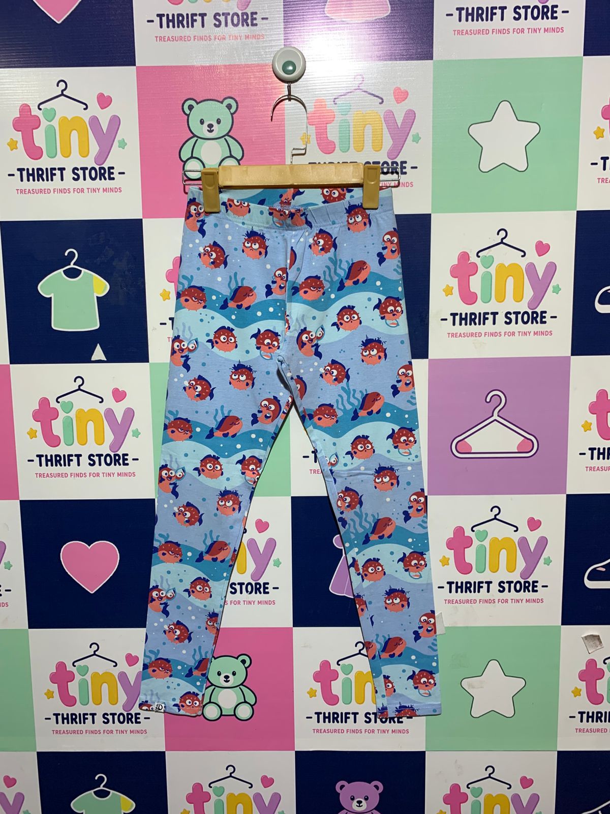 TITLE: Dedoles Kids Ocean Pufferfish Print Organic Cotton Leggings - Size 10-12y AB1