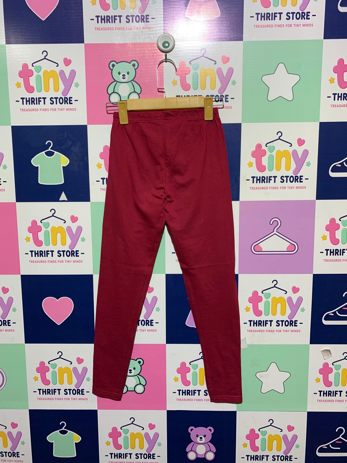 Y.F.K. Girls Solid Maroon Full-Length Leggings - Size 146/152 Estimated Age 10-12 Years AB1
