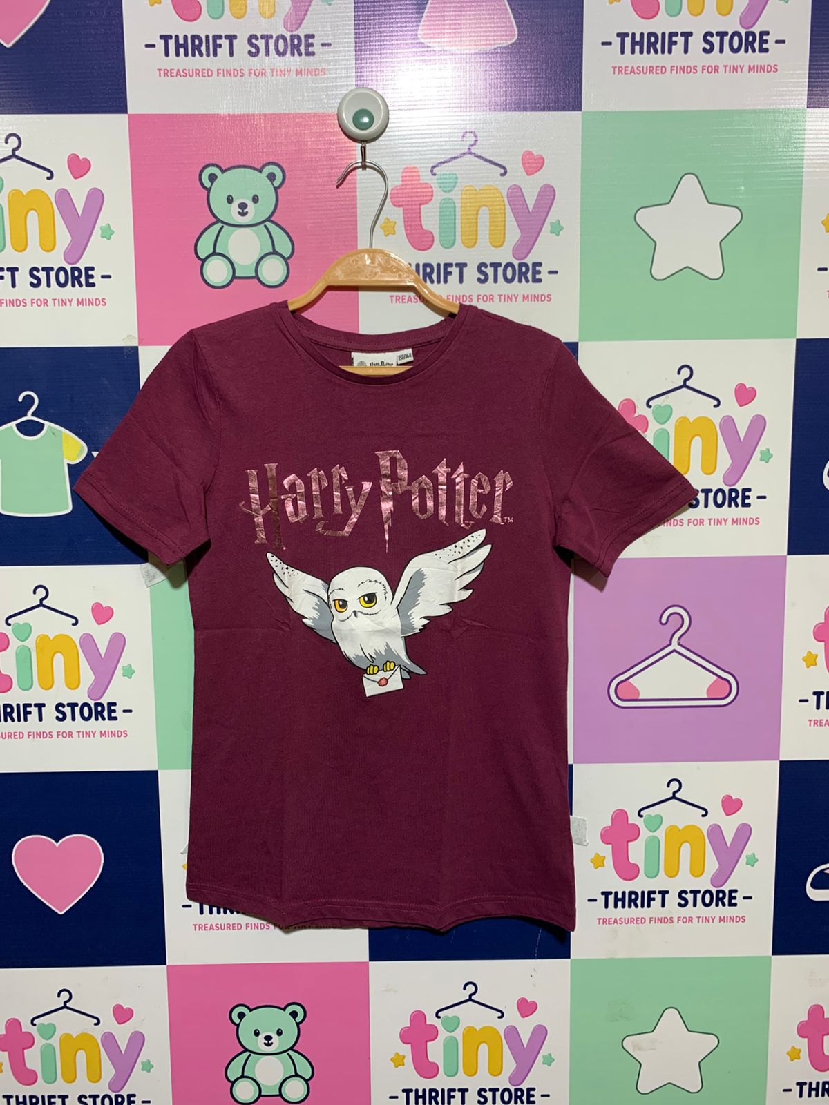 Harry Potter Girls Maroon "Hedwig Owl" Graphic Tee - Size 158/164 Estimated Age 12-14 Years AB1