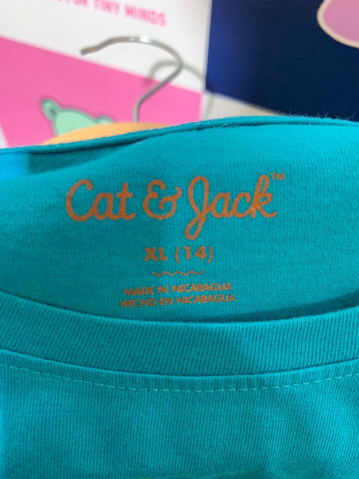 Cat & Jack Girls Teal Blue "Find Your Wave" Surfboard Graphic Tee - Size XL (14) Estimated Age 13-14 Years AB1