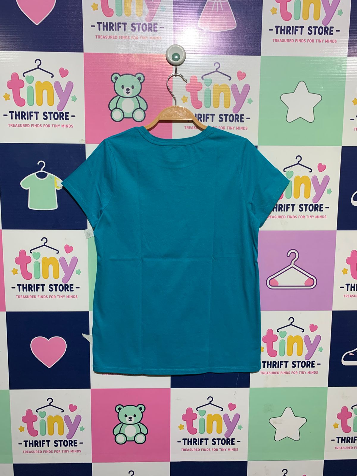 Cat & Jack Girls Teal Blue "Find Your Wave" Surfboard Graphic Tee - Size XL (14) Estimated Age 13-14 Years AB1