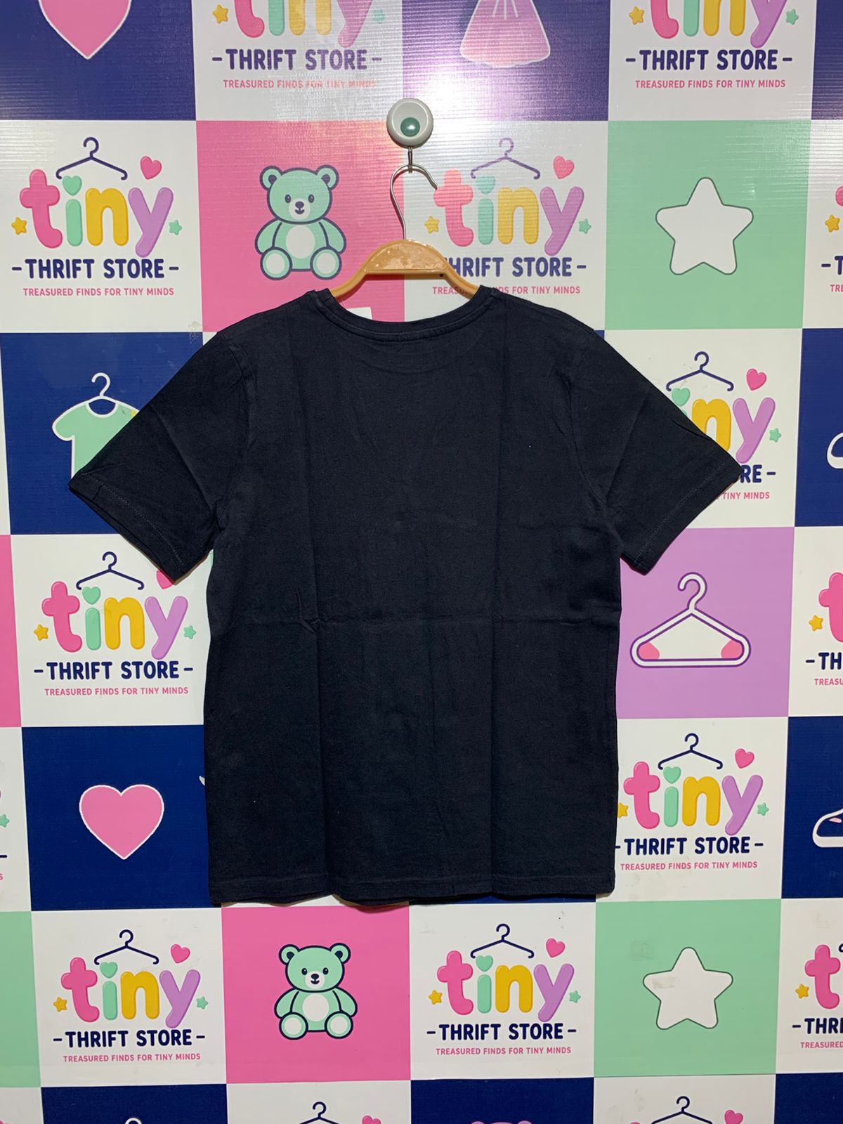 Primark Cares Girls Navy Blue "Wild Heart" Leopard Print Heart Tee - Size Estimated Age 12-13 Years AB1