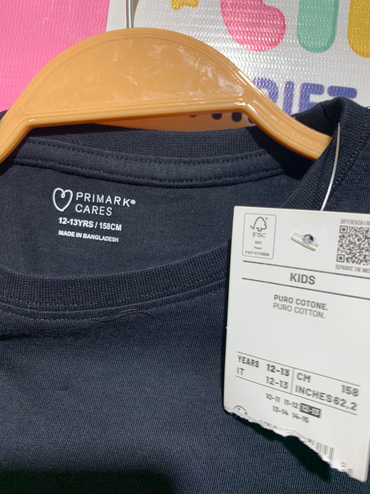 Primark Cares Girls Navy Blue "Wild Heart" Leopard Print Heart Tee - Size Estimated Age 12-13 Years AB1