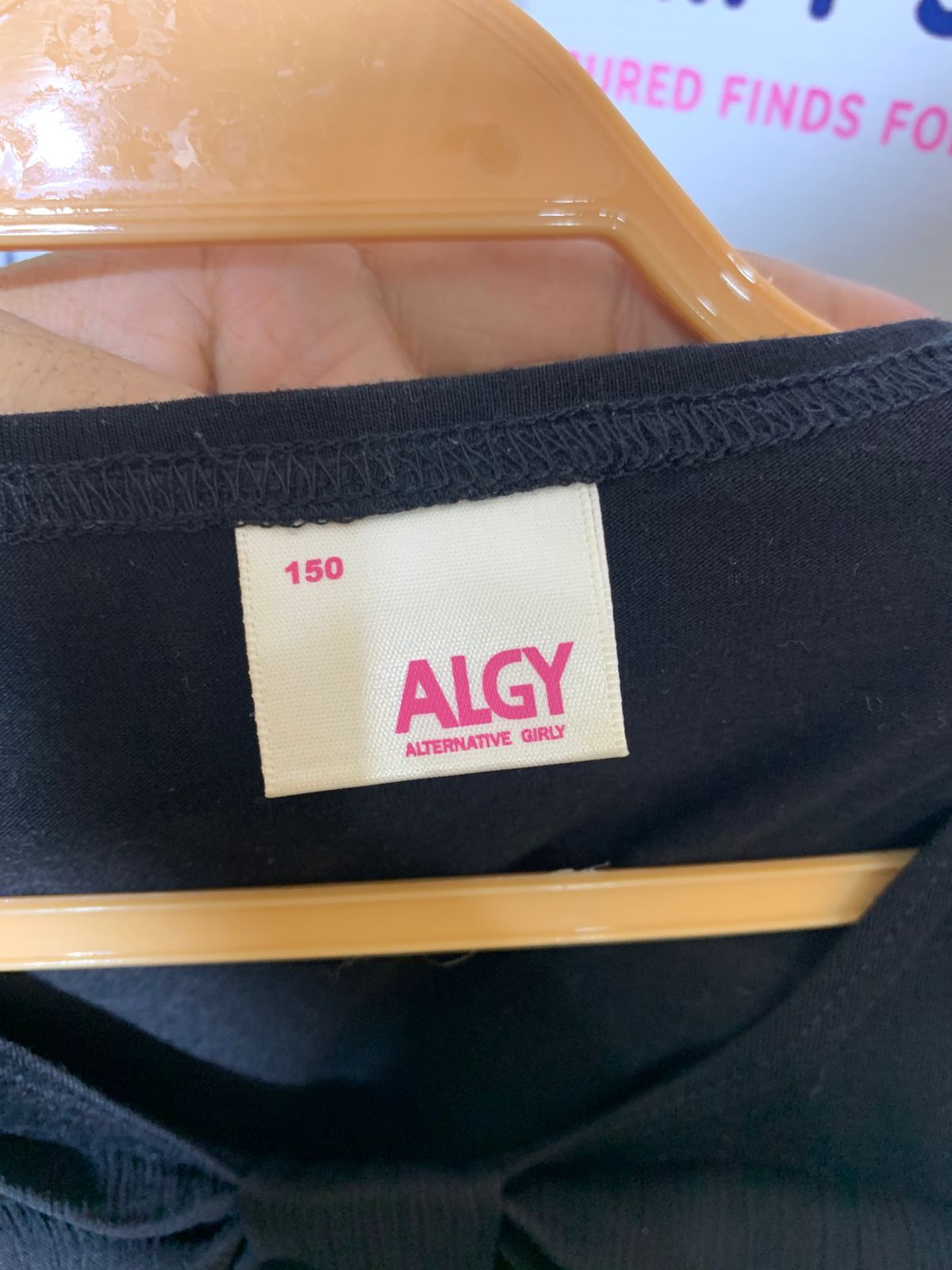 ALGY Girls Jet Black Big Front Bow Statement Tee - Size 150 CM Estimated Age 10-12 Years AB1