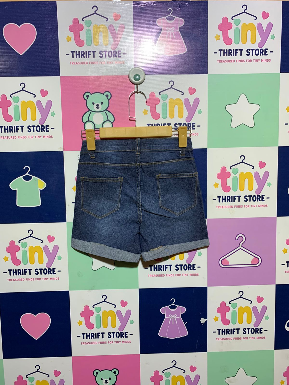 Denim Co. Girls Classic Mid-Wash Cuffed Jean Shorts - Size USA 2 Estimated Age 6-7 Years AB1