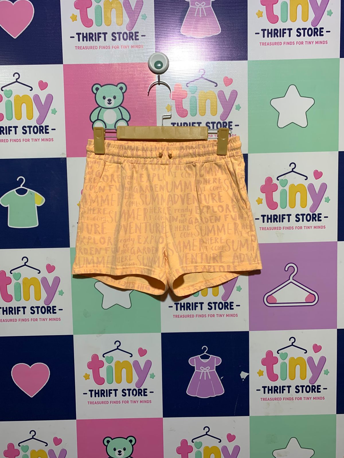 Coccodrillo Girls Pastel Orange "Summer Adventure" Knit Shorts - Size 128 CM Estimated Age 7-8 Years AB1