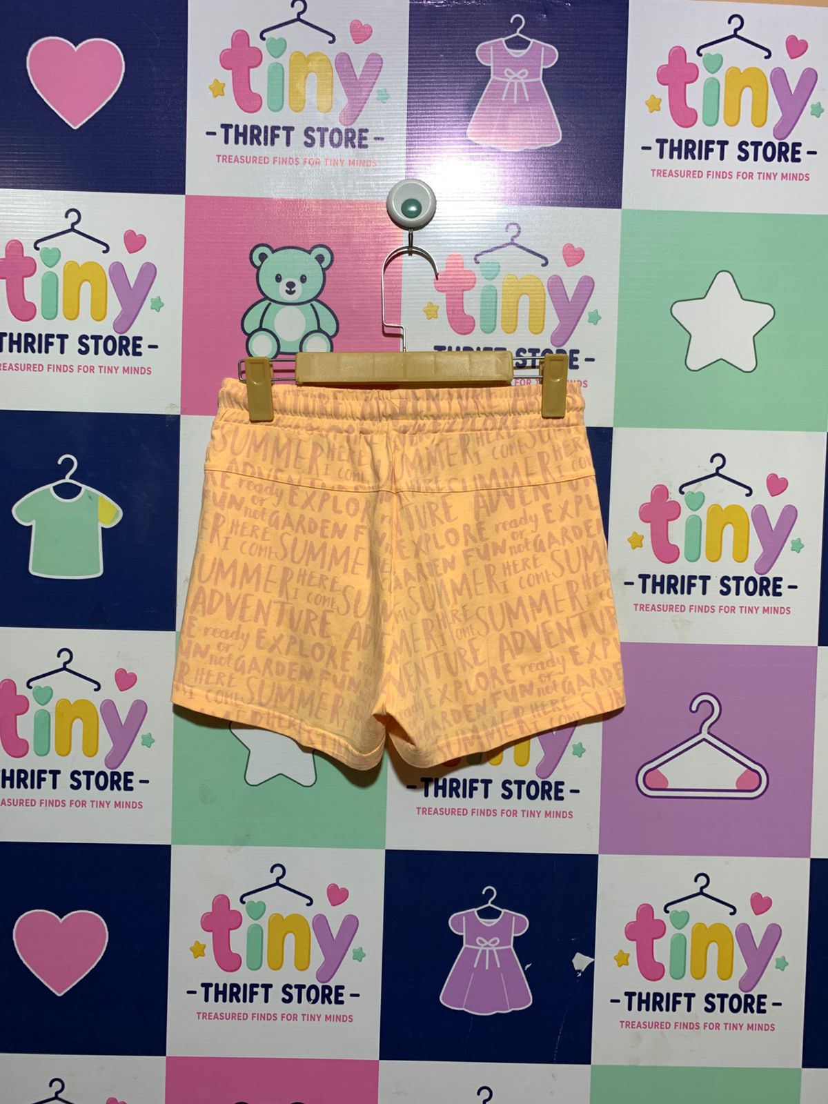 Coccodrillo Girls Pastel Orange "Summer Adventure" Knit Shorts - Size 128 CM Estimated Age 7-8 Years AB1