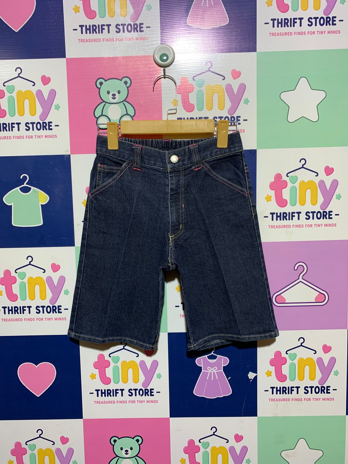 Unbranded Girls Dark Wash Denim Bermuda Shorts - Size 160 (Estimated Age 13-14 Years) AB1