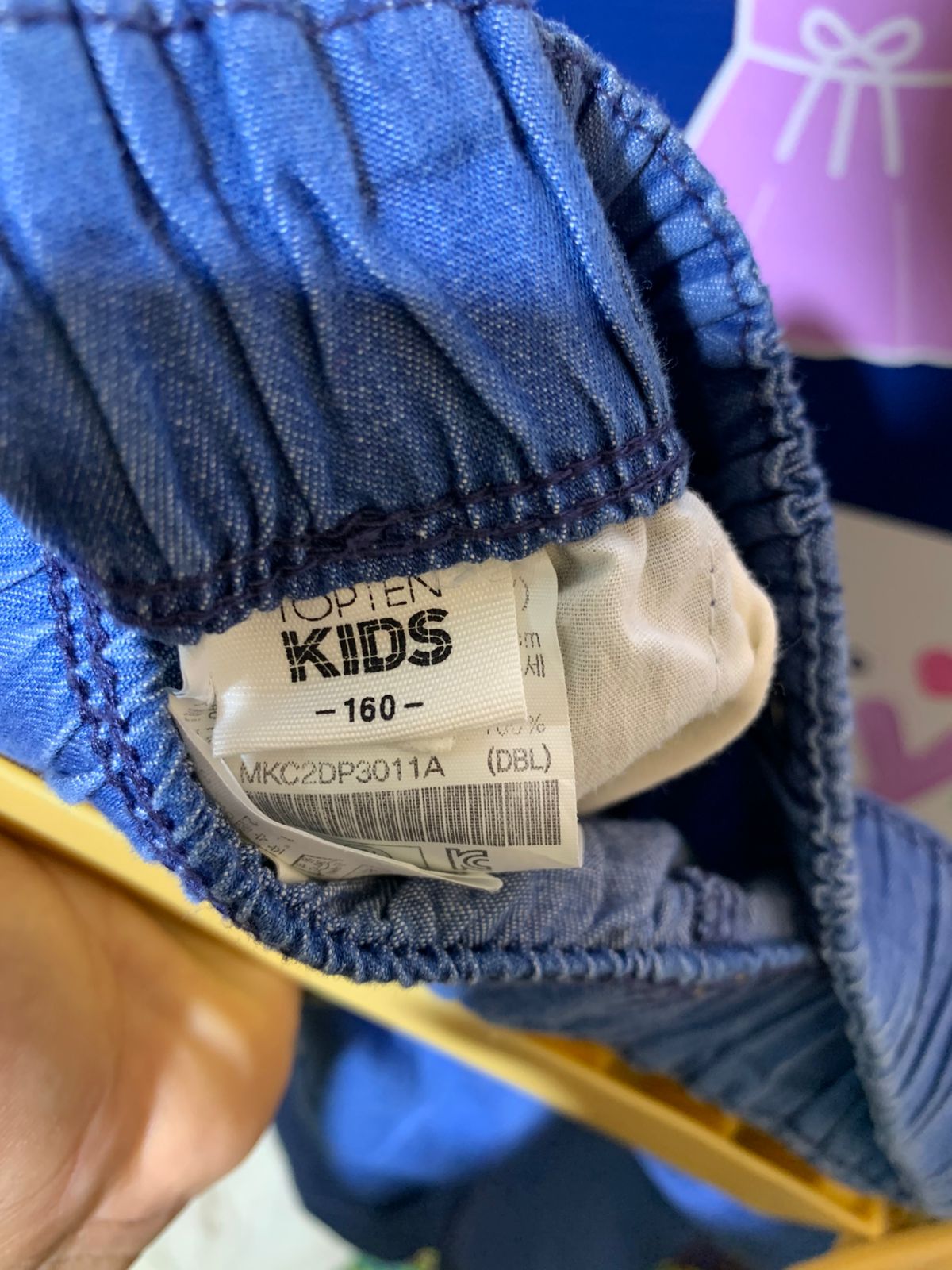 Topten Kids Unisex Light Wash Lightweight Denim Tapered Pants - Size 160 (Estimated Age 13-14 Years) AB1