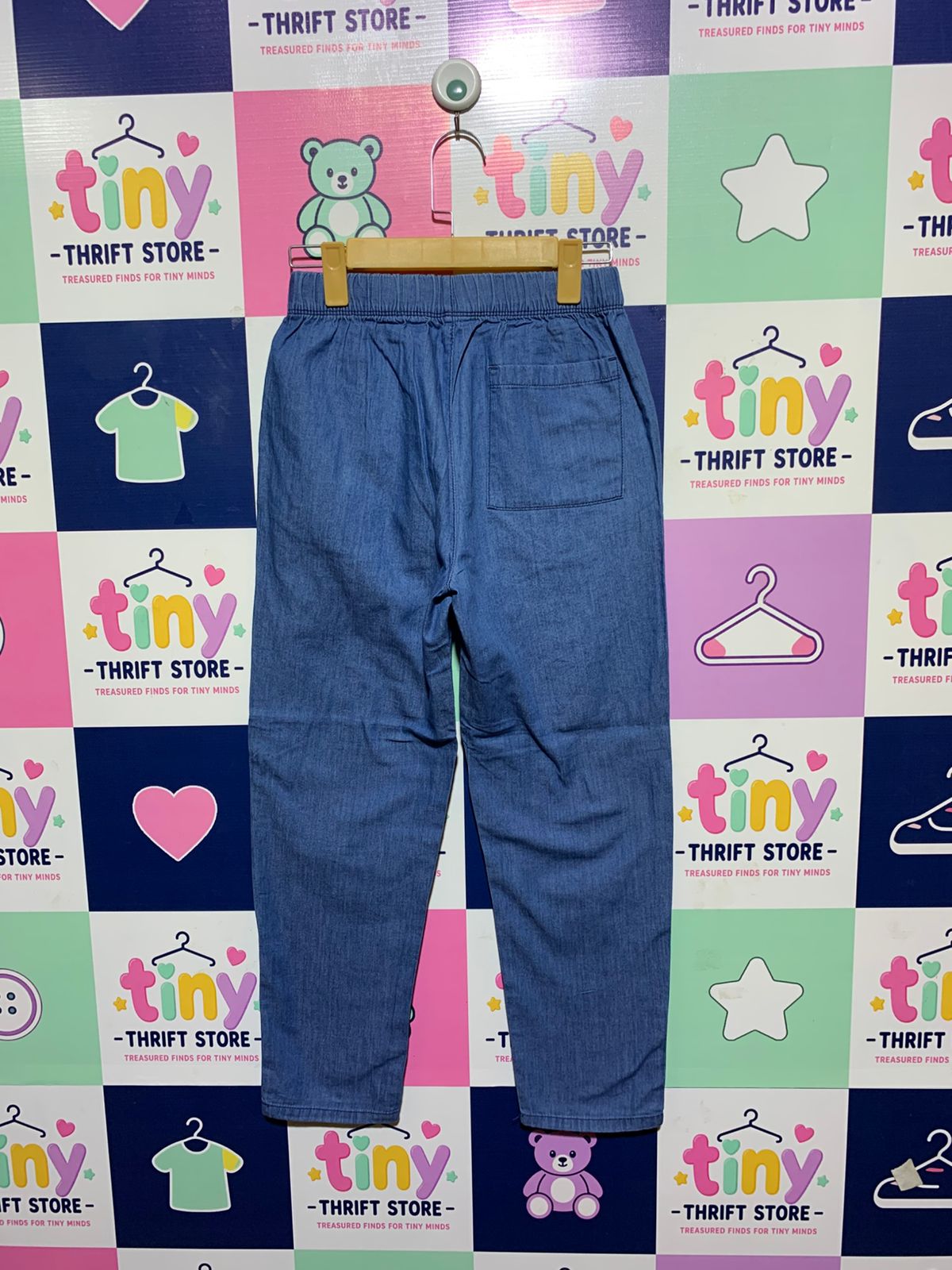 Topten Kids Unisex Light Wash Lightweight Denim Tapered Pants - Size 160 (Estimated Age 13-14 Years) AB1