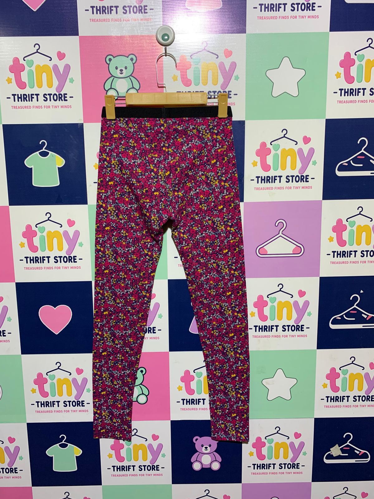 Pepperts! Girls Floral Print Vibrant Magenta Leggings - Size 158/164 (Estimated Age 12-14 Years) AB1