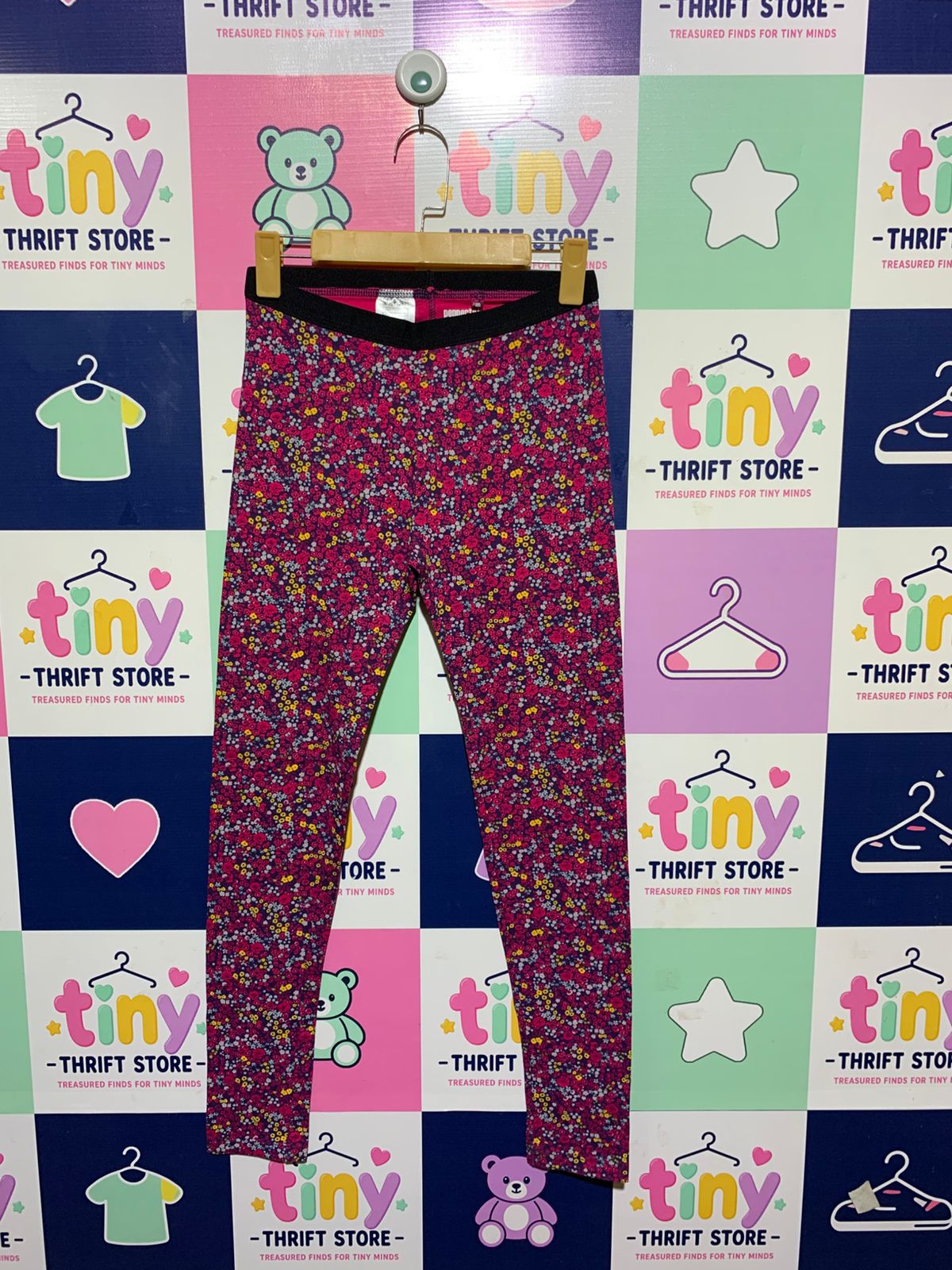 Pepperts! Girls Floral Print Vibrant Magenta Leggings - Size 158/164 (Estimated Age 12-14 Years) AB1
