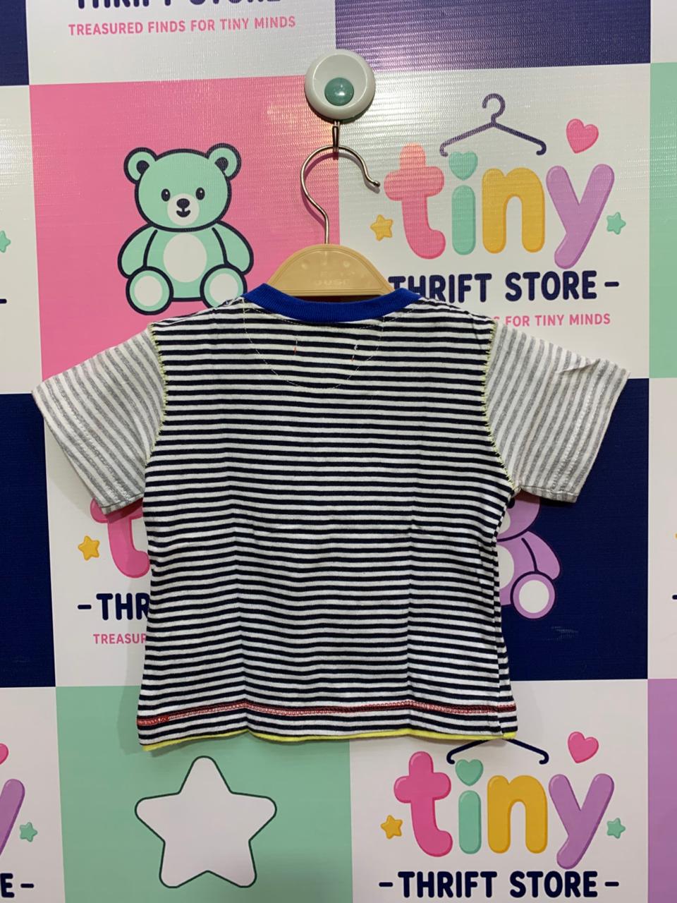 Tissaia 9M French Car Striped Tee - Navy/White, Size 9 Months AB1