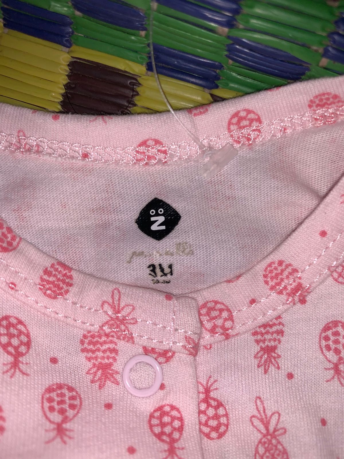 Z-Brand Baby Girls' Pink Pineapple Print Short Sleeve Romper - Size 3M AB1