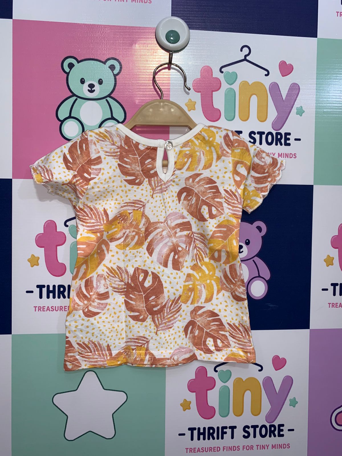 Primark Cares Baby Girls Tropical Monstera Leaf Print T-Shirt - Size 68 (3-6M) AB1