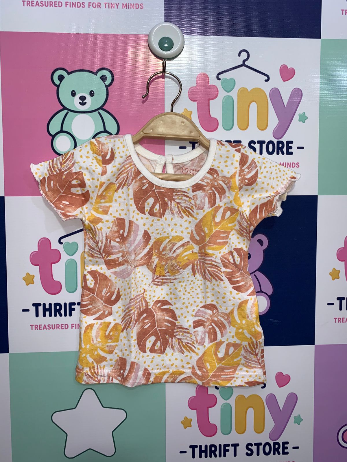 Primark Cares Baby Girls Tropical Monstera Leaf Print T-Shirt - Size 68 (3-6M) AB1
