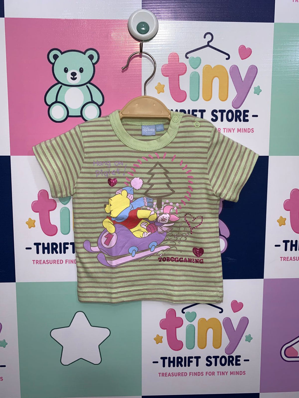 Disney Baby Winnie the Pooh "Hang on Piglet" Striped T-Shirt - Size 6M (62/68cm) AB1