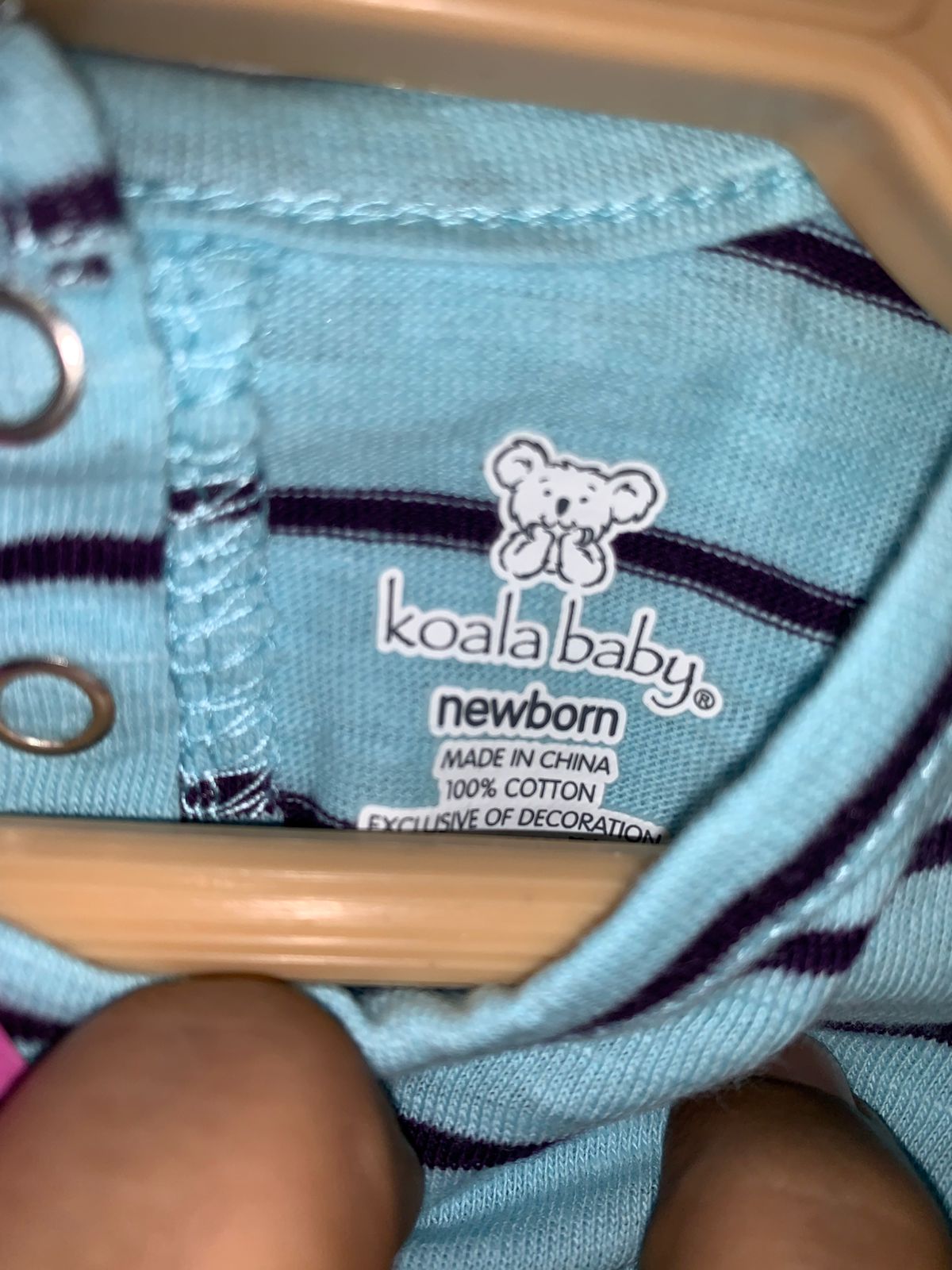 Koala Baby Newborn Striped Ruffle Hem Top with Kitten Graphic - Turquoise AB1