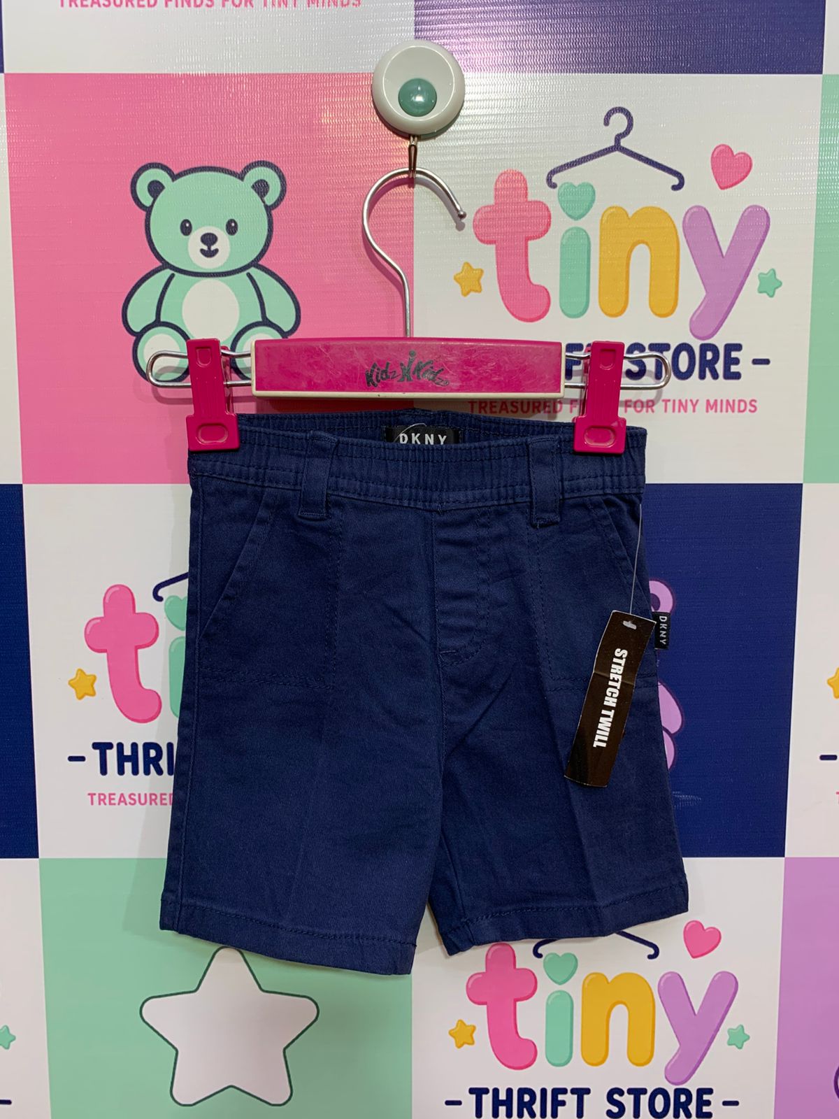 DKNY Baby Boys Navy Blue Stretch Twill Chino Shorts – Size 6-9 Months AB1