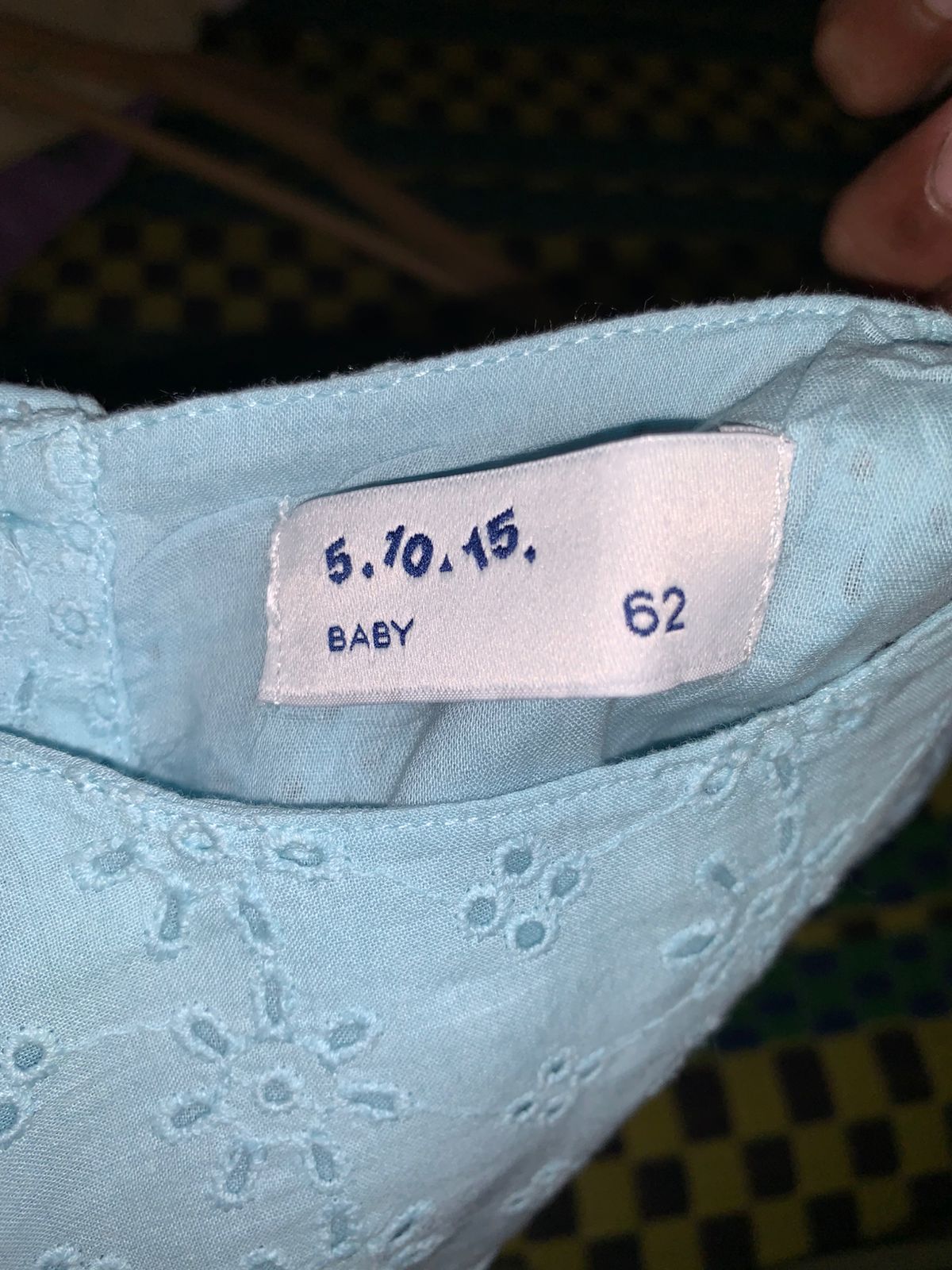 5.10.15. Baby Girls Light Blue Eyelet Embroidered Romper - 3M AB1