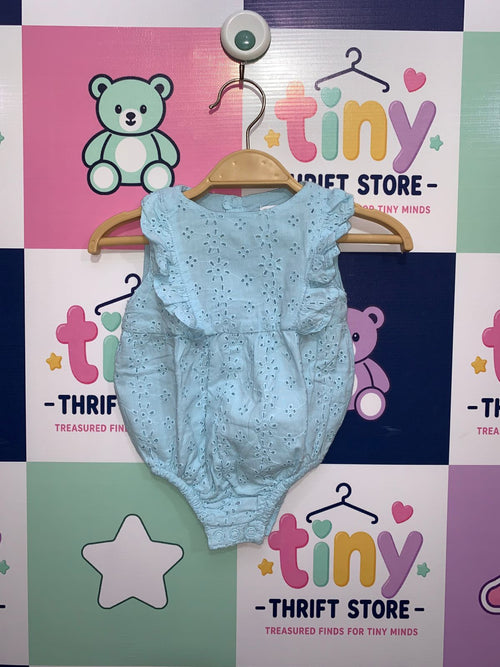 5.10.15. Baby Girls Light Blue Eyelet Embroidered Romper - 3M AB1