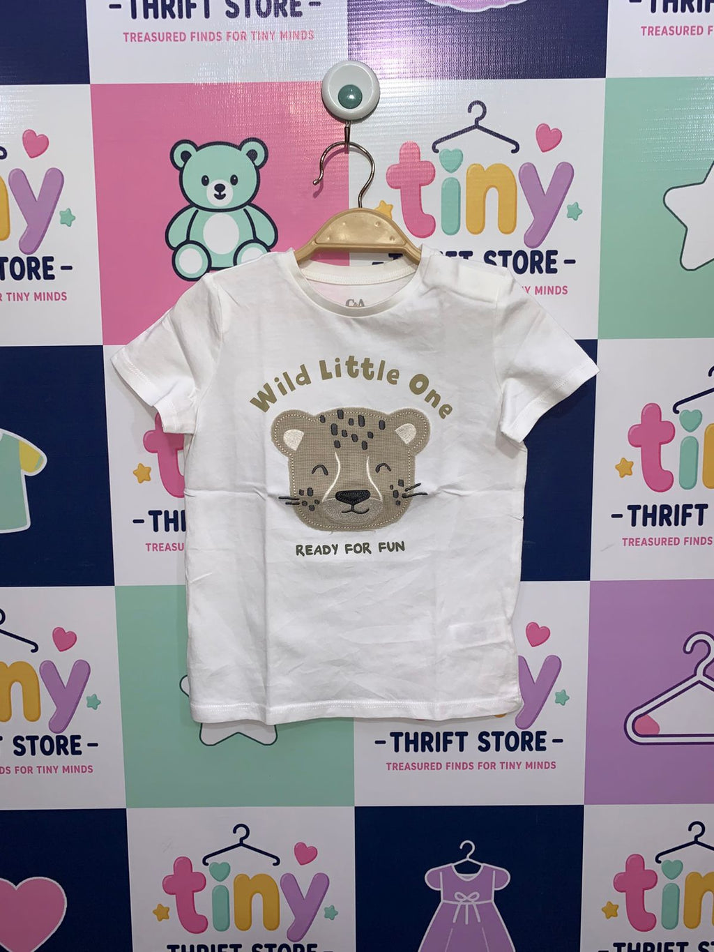 C&A Baby "Wild Little One" Leopard Graphic Tee Size: 18-24 Months (92 CM) - AB1