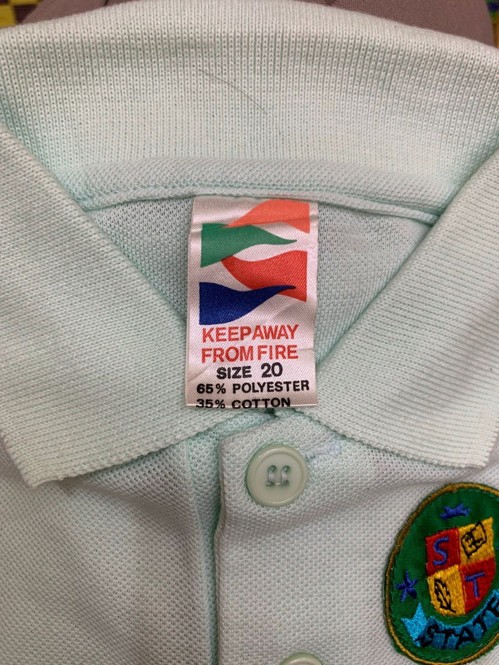 State School Style Pastel Mint Pique Polo Shirt - Size 20 AB1