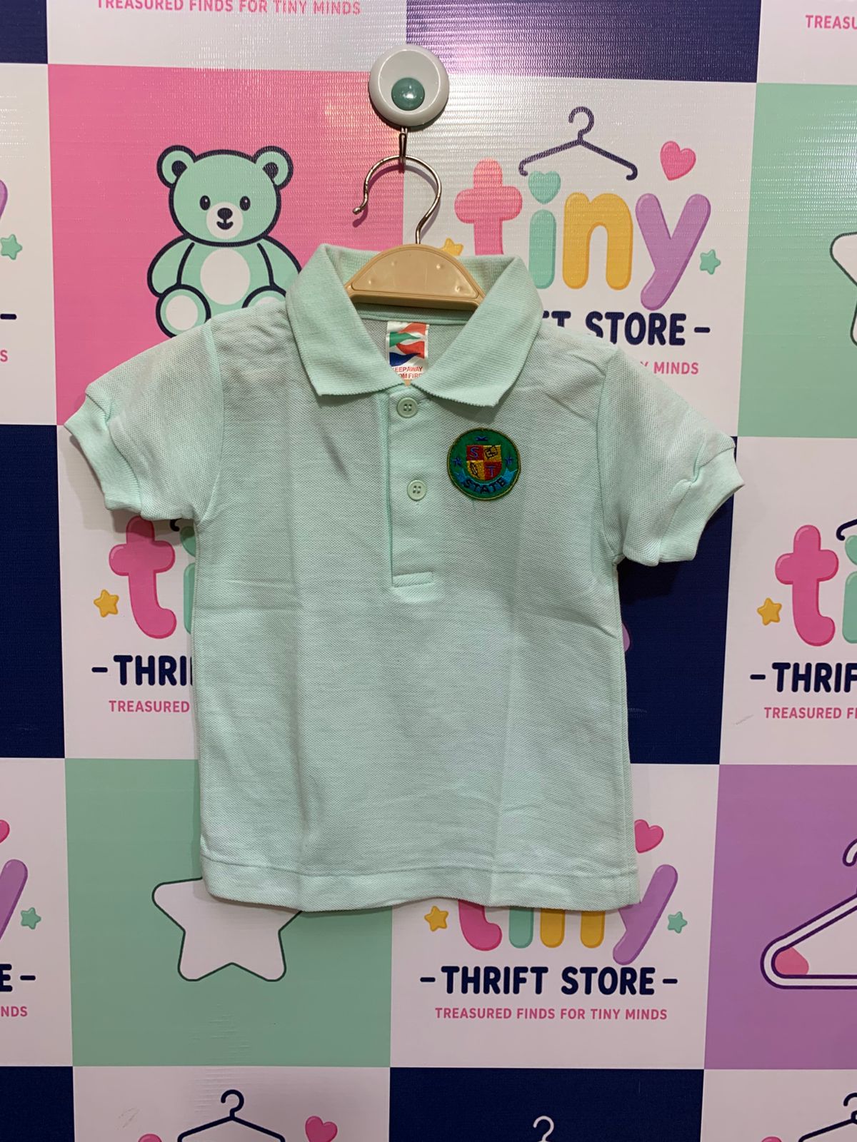 State School Style Pastel Mint Pique Polo Shirt - Size 20 AB1